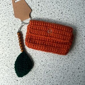 Orange Crochet Keychain Wallet